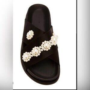 Simone Rocha Black Sandals with Pearl Accents